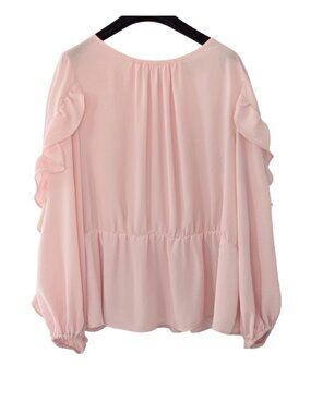 Eloquii Women's Size 16 Baby Pink Drama Sleeve Peplum Top Baby Shower Cottage